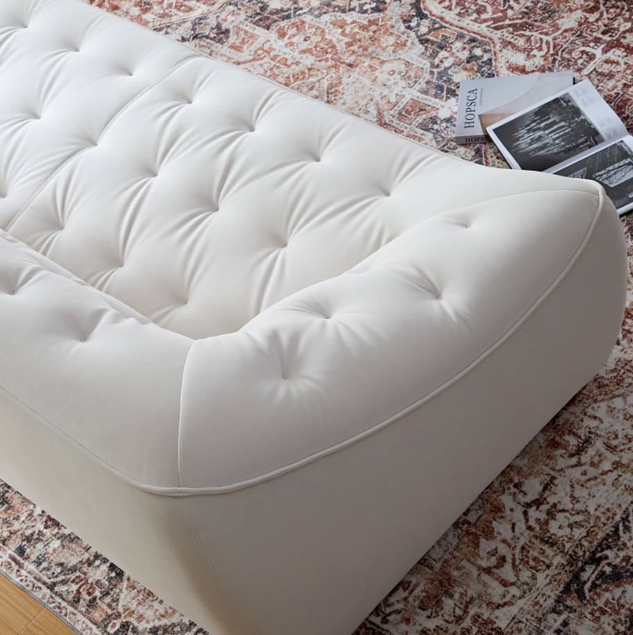 WKS10W White  sofa with , durable fabric, solid wood frame, high density sponge filler