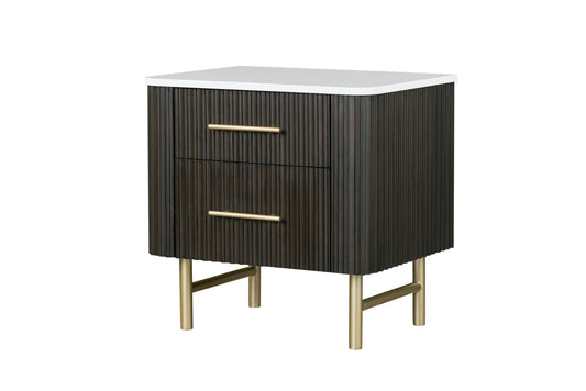 Clayten Marble Top & Espresso Finish Nightstand