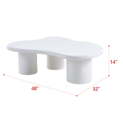 Modern Style Coffee Table with Unique Desktop Design and Elegant White Paint