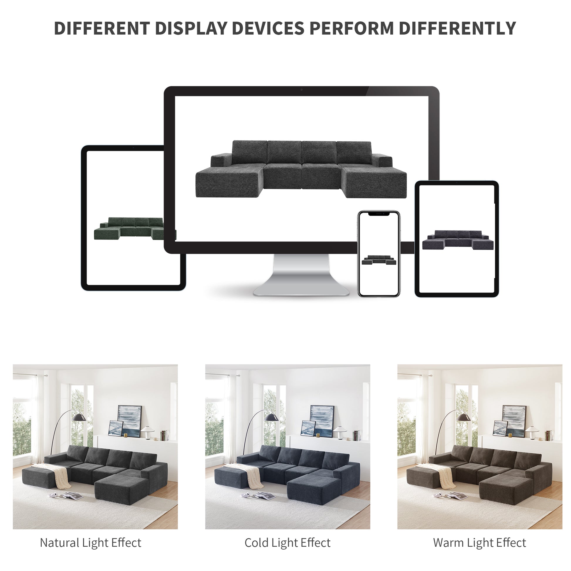 [VIDEO provided][New]110*72" Modular U Shaped Sectional Sofa,Luxury Chenille Floor Couch Set,Upholstered Indoor Furniture,Foam-Filled Sleeper Sofa Bed for Living Room,Bedroom,Free Combination,3 Colors