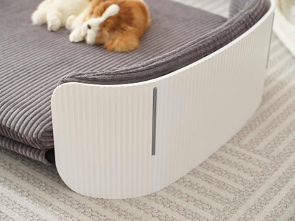 Scandinavian style Cat Couch Bed, Pet Sofa for Indoor Cats PP Indoor Pet Furniture Elevated Cat Beds with Removable Mattress Cover Suitable for Mid or Large  Animal Brand Design White+Grey