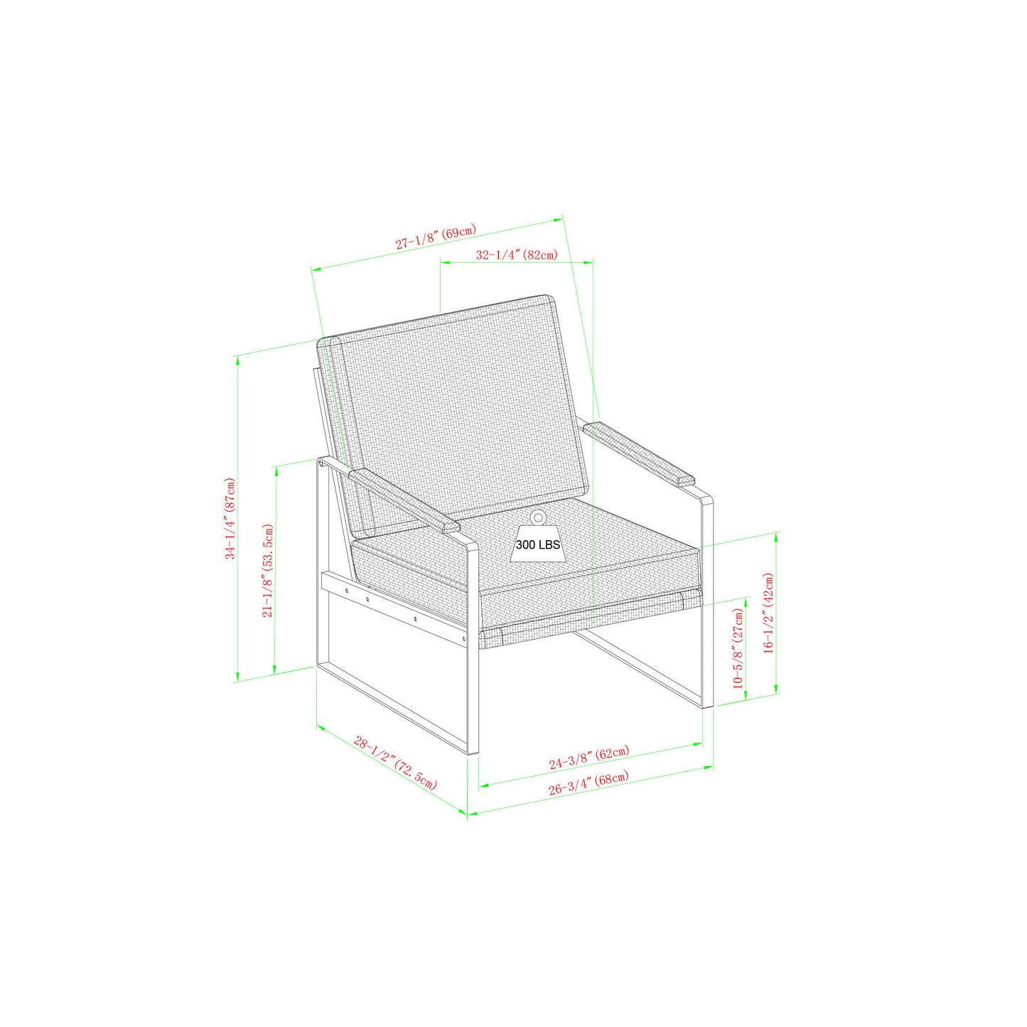 Contemporary Square Metal Frame Accent Chair – Indigo Blue / Black