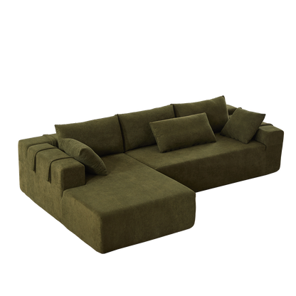 Modern Chenille Upholstered Sectional Sofa Couch Set,Modular 108" L Shaped Sectional Living Room Sofa Set With 6 Pillows,Free Combination Sofa Couch for Living Room,Bedroom(Left Chaise)