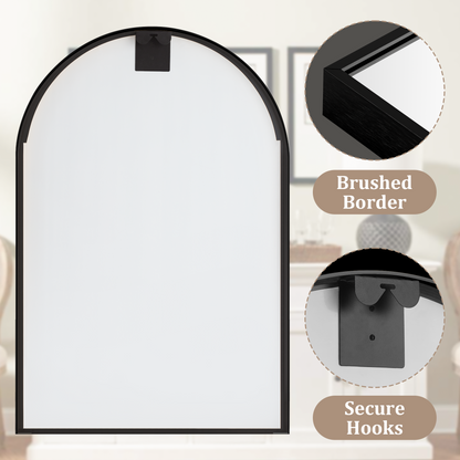 36"x24" Morden Arched Alloy Aluminium Framed Black Wall-Mounted Vanity Mirror Bathroom Vanity Mirror for Bedroom Entryway, Living/Dressing Room