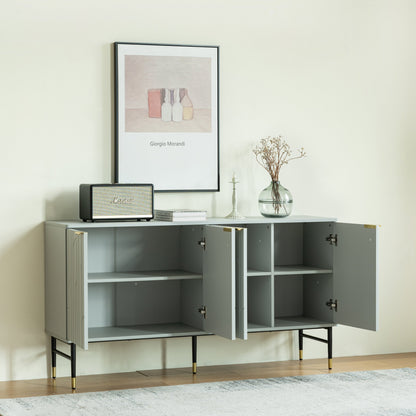 Sideboard Buffet Cabinet, Modern Accent Cabinet with 4 Door, Entryway Cabinet with Storage for Living Room, Dinning Room,Gray