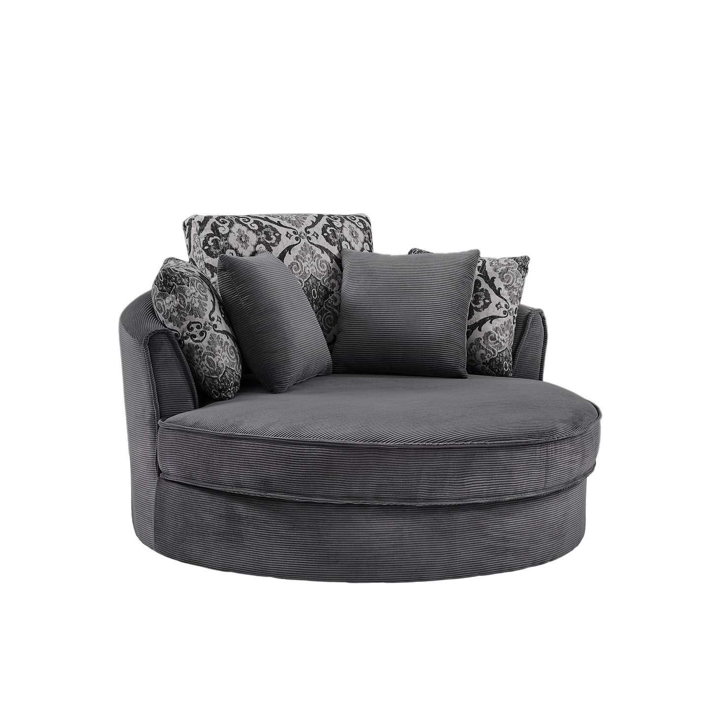 Swivel Accent Barrel Chair with 5 Movable Pillow 360 Degree Swivel Round Sofa Chair for Living Room,Bedroom, Hotel(Old SKU:WF315766AAE), Grey