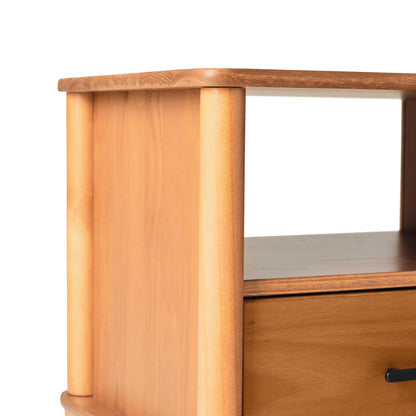 Transitional Solid Wood Spindle Nightstand – Caramel