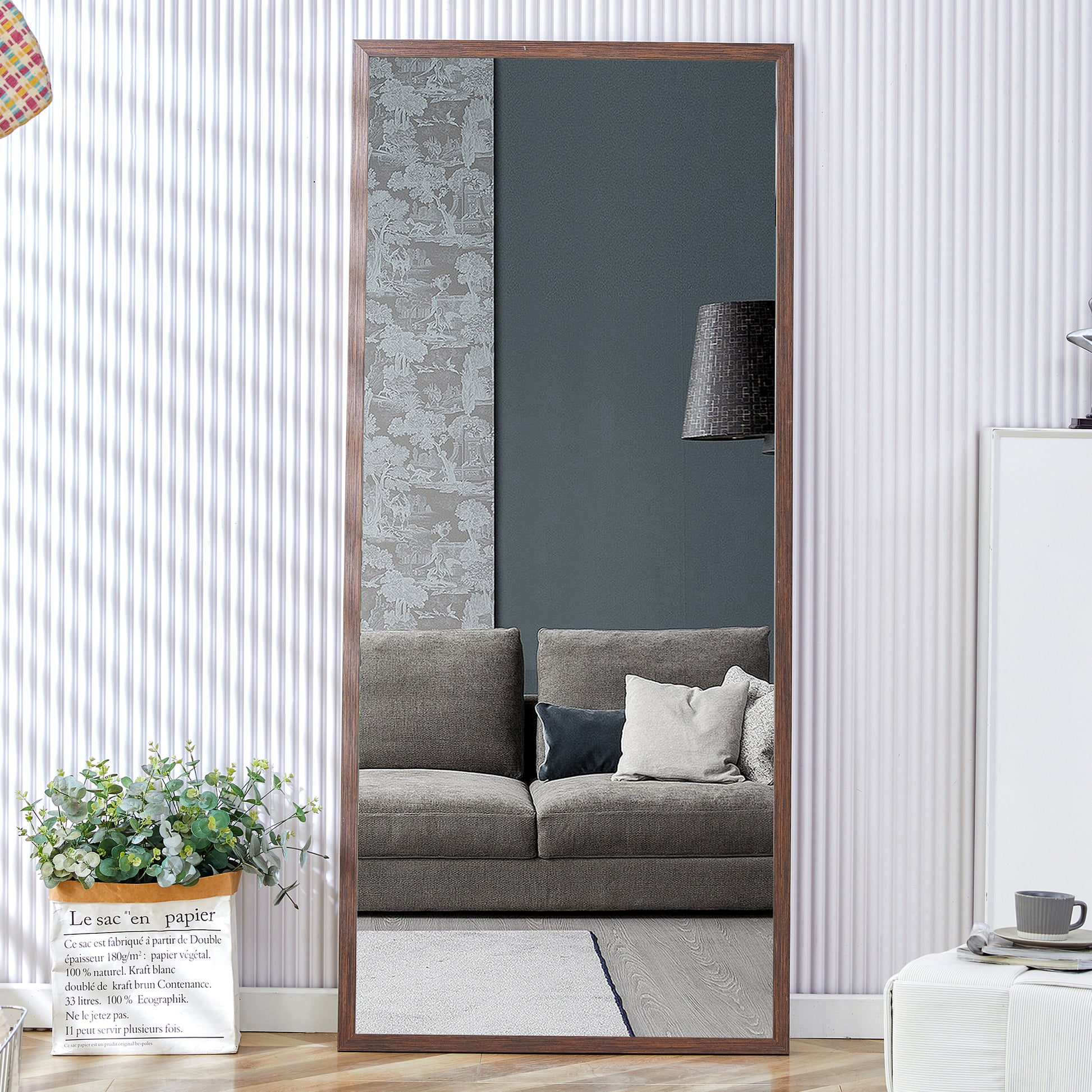 Fourth generation solid wood frame full-length mirror, dressing mirror, bedroom porch, decorative mirror, clothing store, floor standing large mirror, wall mounted. 71 "* 31.5"