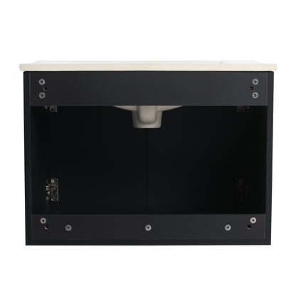 24'' Floating Wall-Mounted Bathroom Vanity With Ceramics Sink & Soft-Close Cabinet Door, KD-Package