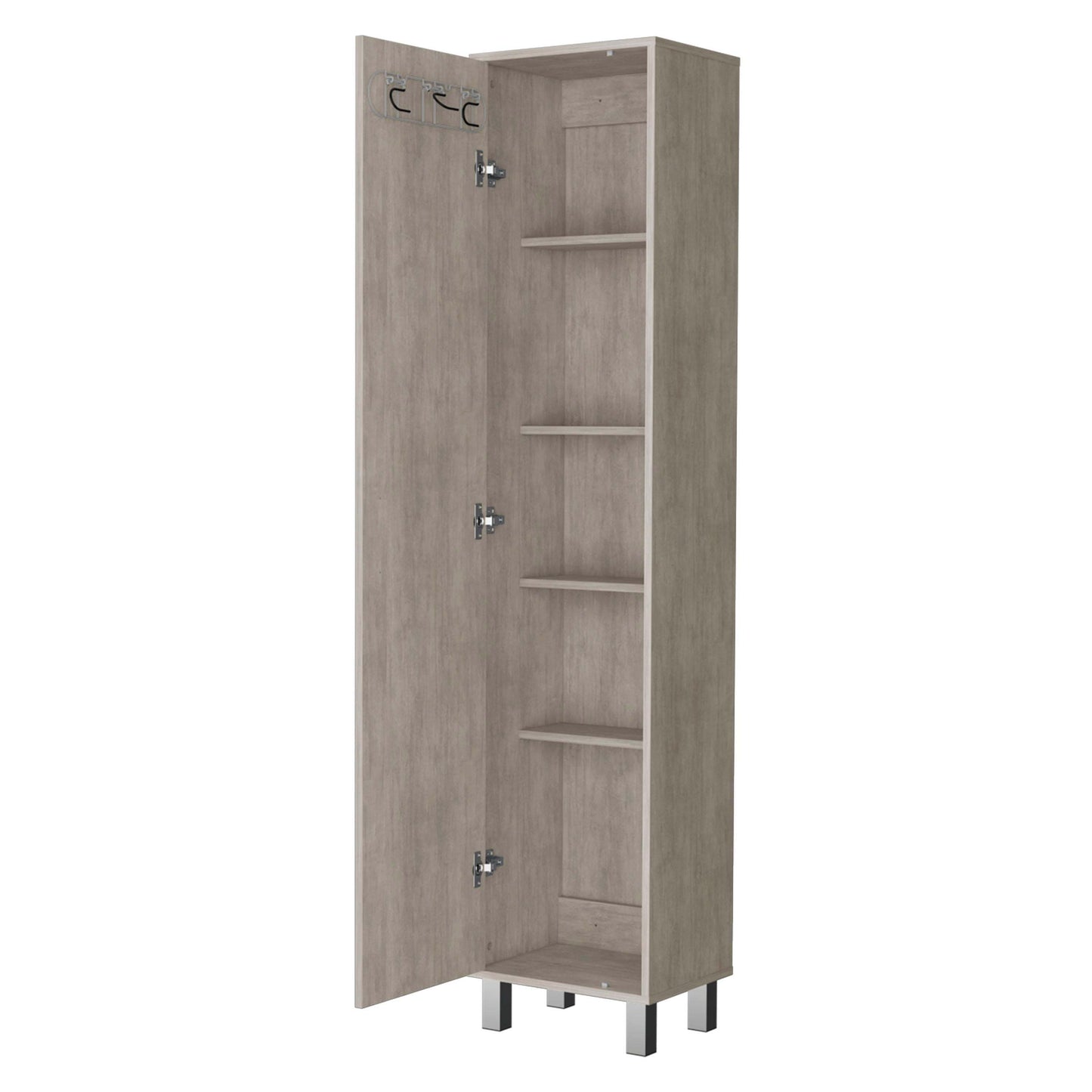 Brett Concrete Gray 3 Broom Hangers Tall Storage Cabinet