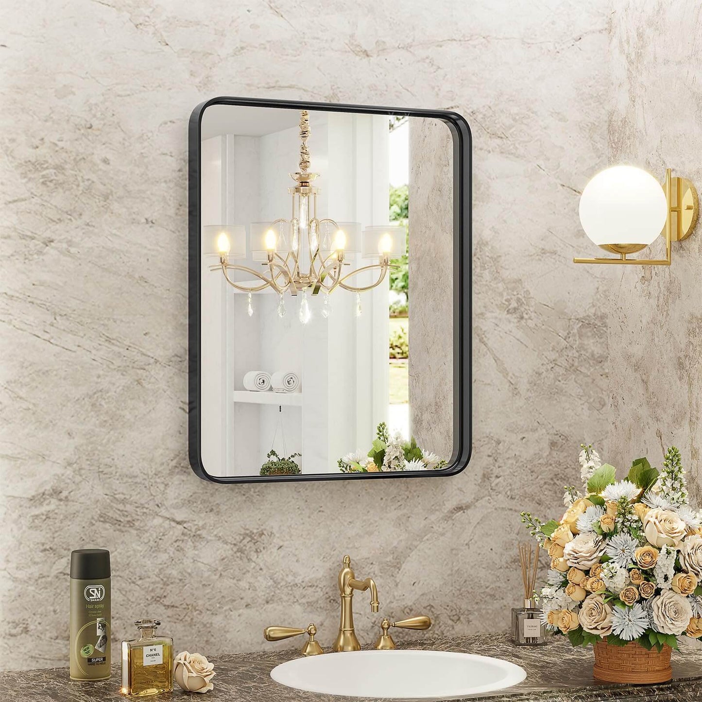 Bathroom Mirror Vanity Mirror for Wall,Aluminum Alloy Framed Wall Mirror Farmhouse,36"×24"