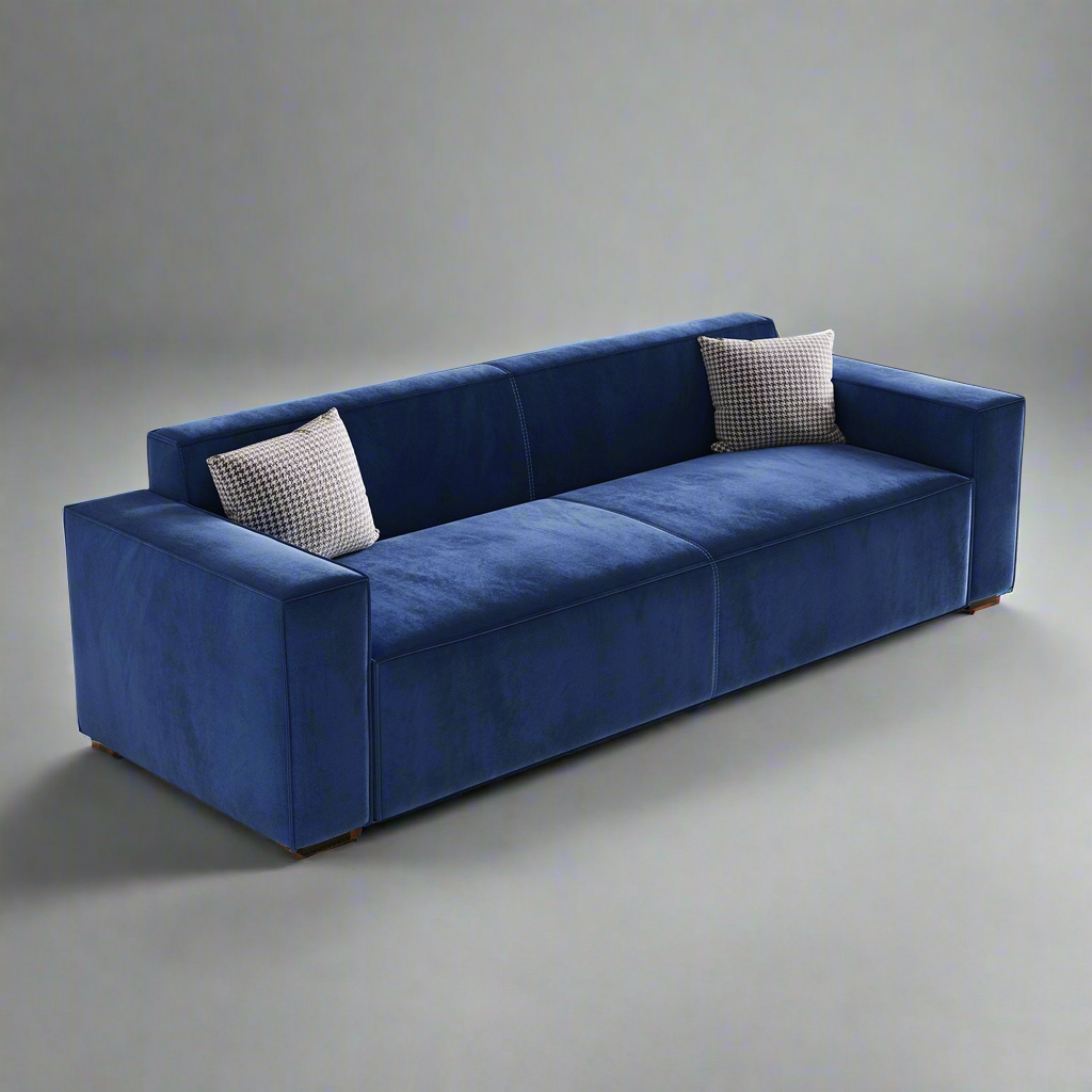 Royal Blue Modern Deep Seat 3-Seater Sofa