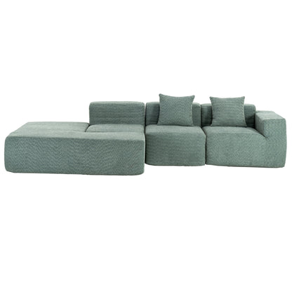 116.5" Sectional Sofa Full-compressed Sofa Couch Free-combined Sofa for Living Room, Green