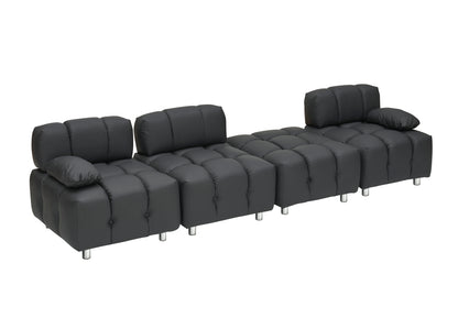 A 90.60-inch technology cloth black sofa, waterproof, stain and cat scratch resistant, can comfortably sit in the apartment bedroom without taking up space.