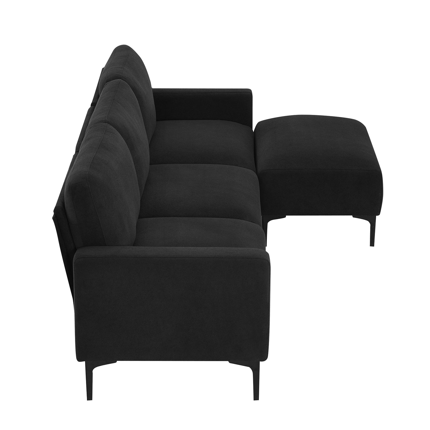 Modern Velvet L-Shaped Sectional Sofa, 4-Seater, Convertible Ottoman, Freely Combinable Sofa