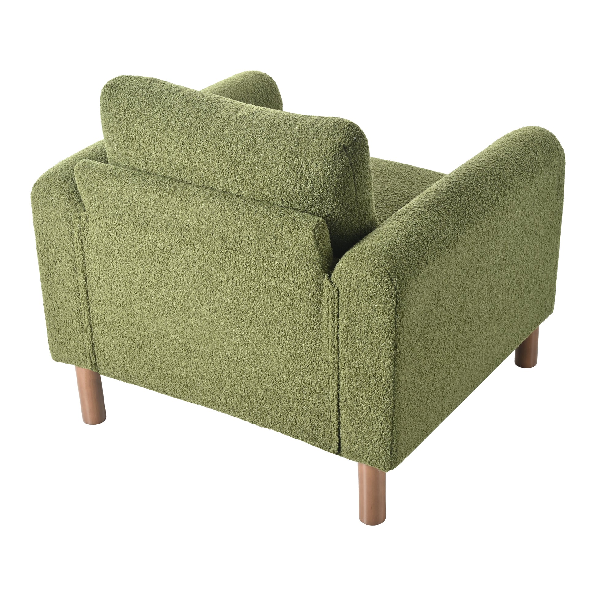 Oversized Accent Chair, Upholstered Living Room Chairs Single Sofa Chair with Walnut Legs, Curved handrail, Green