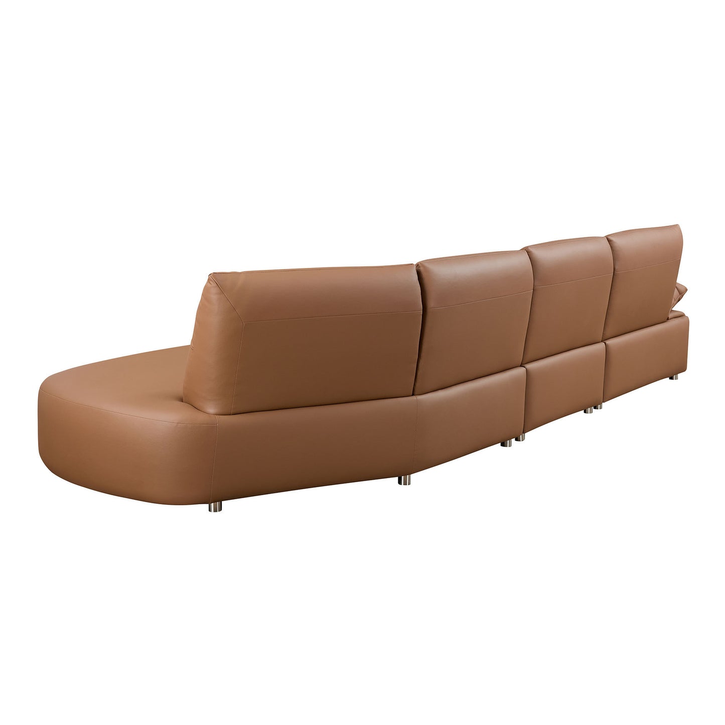 147.24'' Oversied Modern Sectional Curved Shaped Sofa Couch for Living Room,Upholstered 5-Seat Sofa Eco-leather Couch Set,Brown