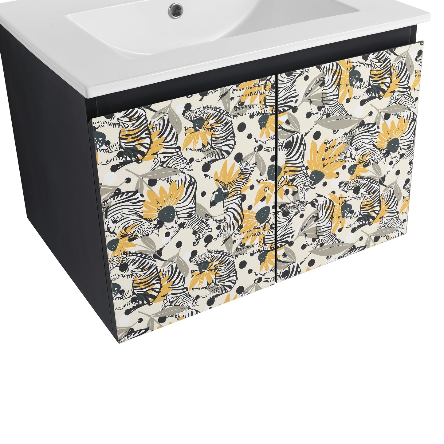 24'' Floating Wall-Mounted Bathroom Vanity With Ceramics Sink & Soft-Close Cabinet Door, KD-Package