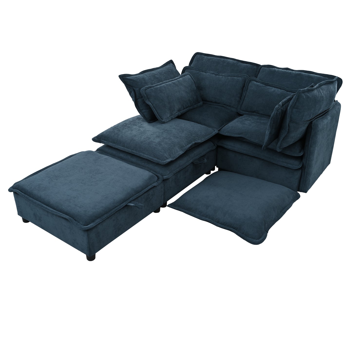 U_Style Double-Layer Cushion Modular Sofa, Freely Combinable, 4-Seater with Storage Function, Includes 4 Soft Cushions, Perfect for Living Rooms, Offices, and Apartments