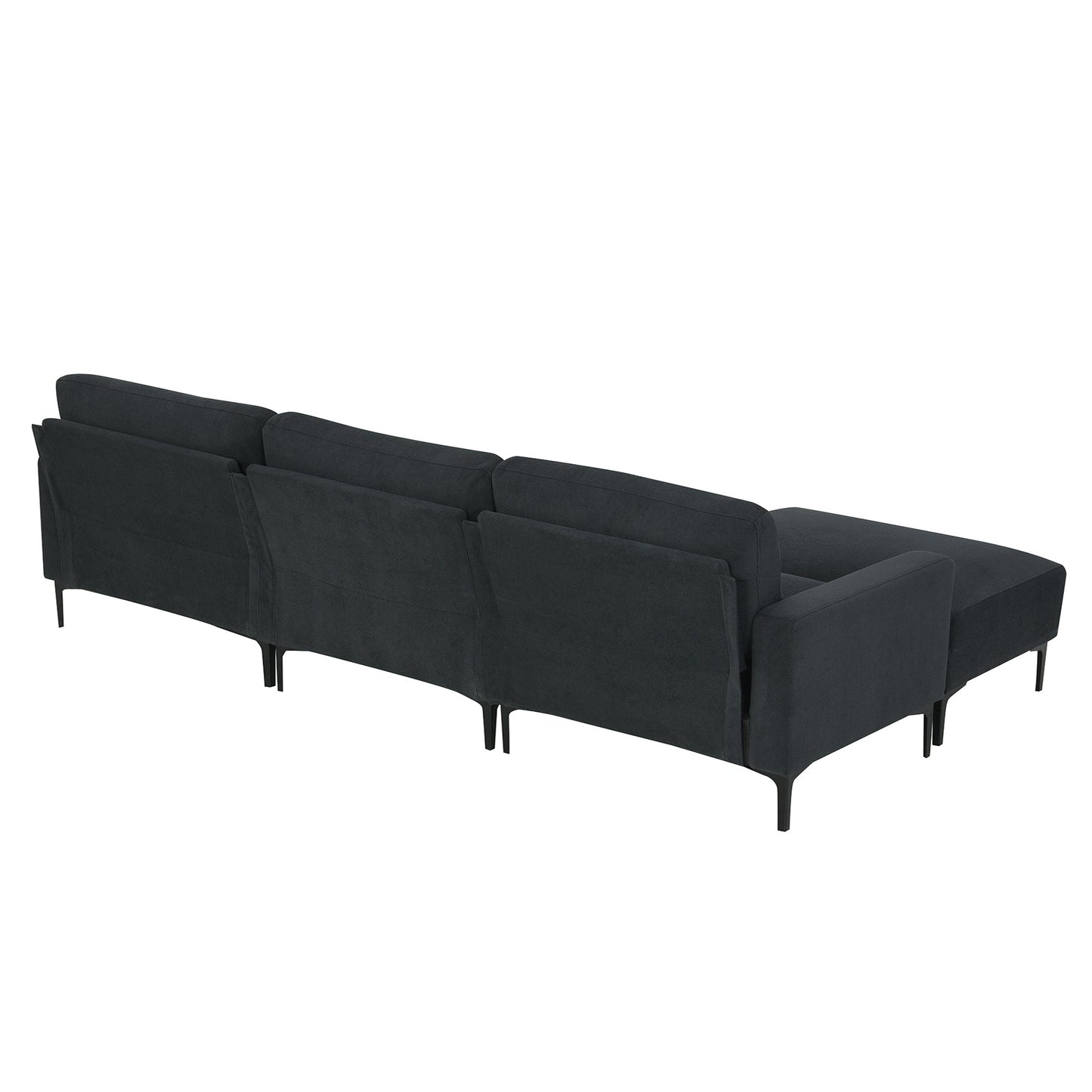 Modern Velvet L-Shaped Sectional Sofa, 4-Seater, Convertible Ottoman, Freely Combinable Sofa