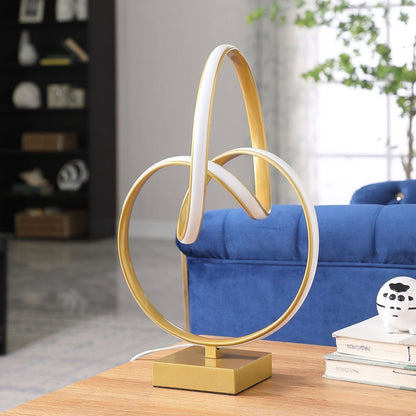 19" In Abstract Infinity Matte Gold Modern Table Lamp - Groovy Boardz