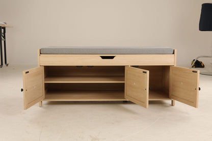 Shoe Bench, Lift Top Shoe Storage Bench, Adjustable Shelf Entryway Bench with Cushion