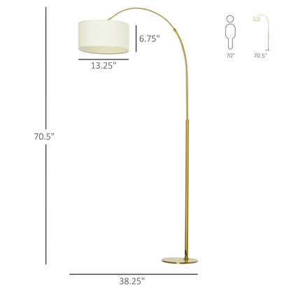 HOMCOM 6FT Arch Shape Floor Lamp with Flexible Shade Head & Metal Round Base