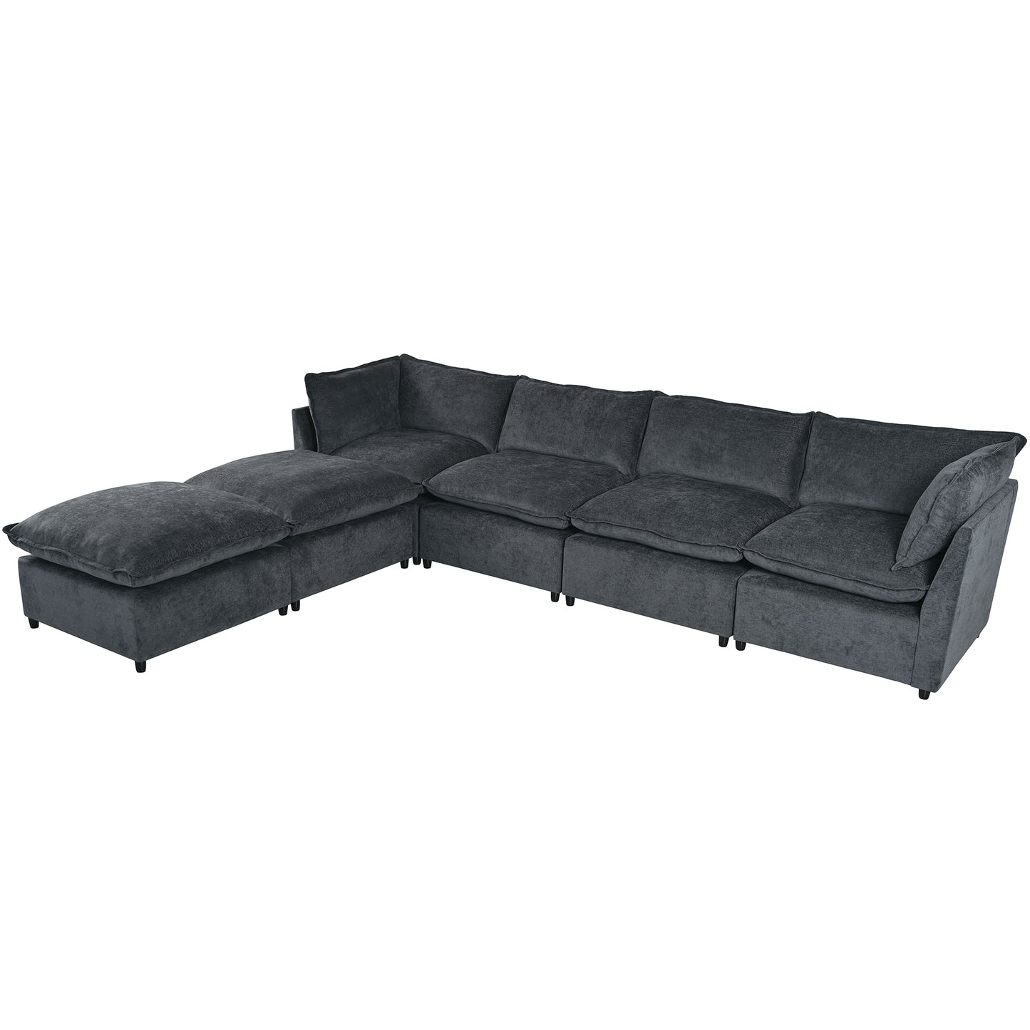 U_Style Modern Large U-Shape Sectional Sofa, 2 Large Chaise with Removable Ottomans, Convertible L-Shape Sectional Sofa with Stylish Piping Design,for Living Room,Spacious Space(Old SKU:WY000351AAE)