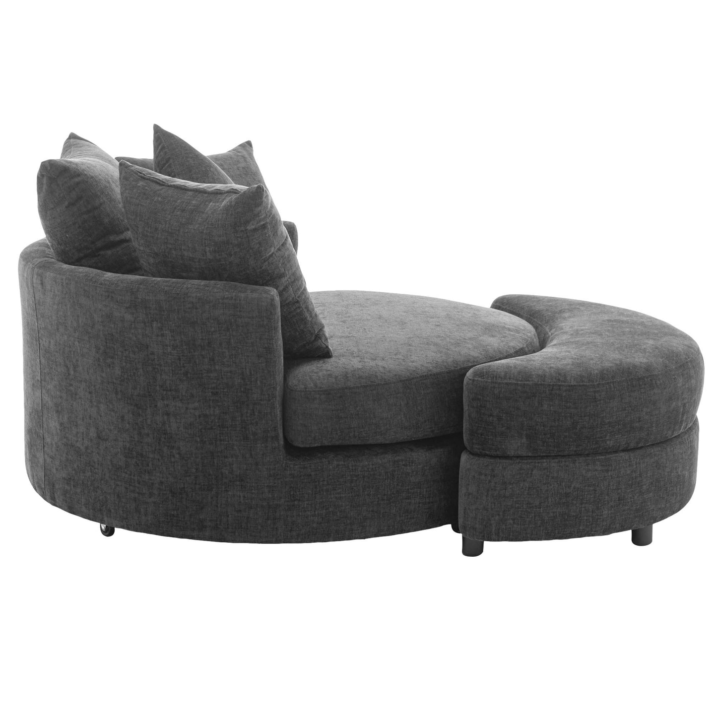 Orisfur. 360° Swivel Accent Barrel Chair with Storage Ottoman & 4 Pillows, Modern Chenille Leisure Chair Round Accent for Living Room, Gray