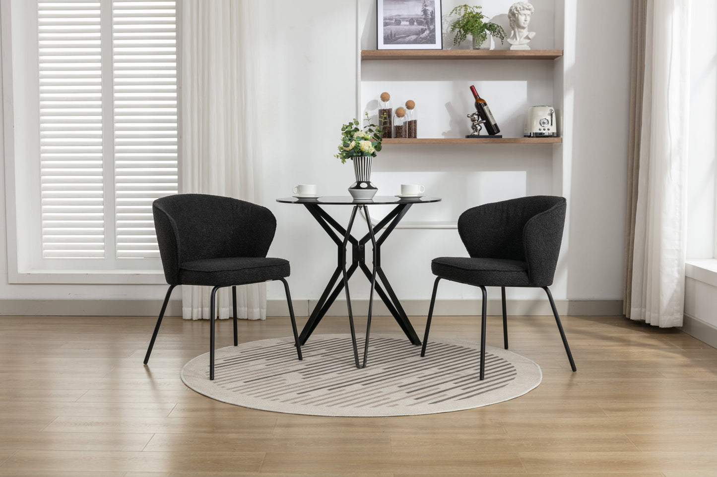 Retro Minimalist Modern Boucle Fabric Dining Chairs