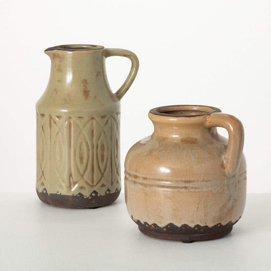 Earthy Ceramic Pitcher Set