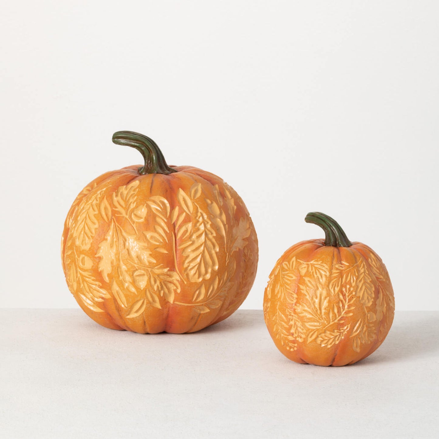 Carved Leaf Pumpkin Set