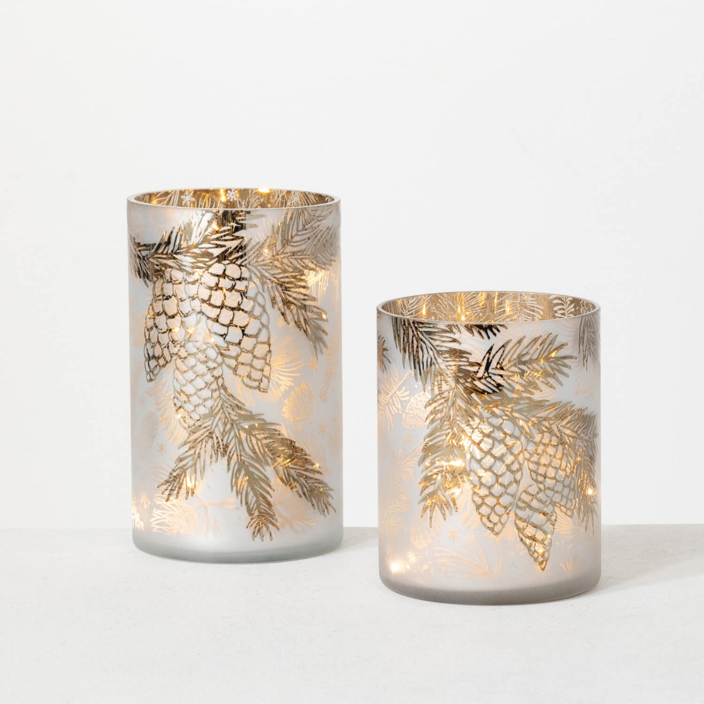 LED Pinecone Pillar Candle Set