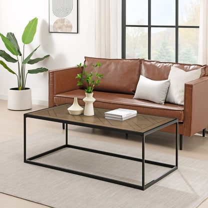 Contemporary Decorative Parquet-Top Rectangle Coffee Table – Parquet Veneer