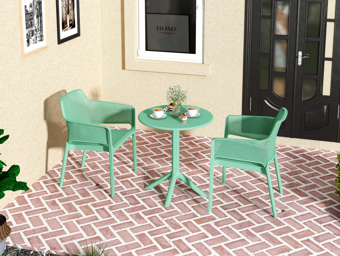 3 piece plastic arm chair Bistro GRS Premium Ocean Plastic, Green