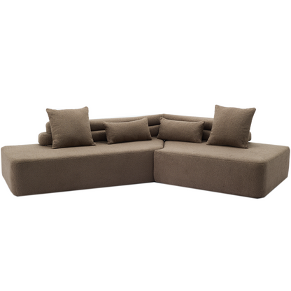 [NEW ARRIVED] [VIDEO PROVIDED] 128"Minimalist Cloud Sectional Couch ,Modern Couches ,4-Seater ,No Assembly,Two modular sofa,Boucle Teddy Fabric, upholstered , anti-wrinkle fabric,Brown