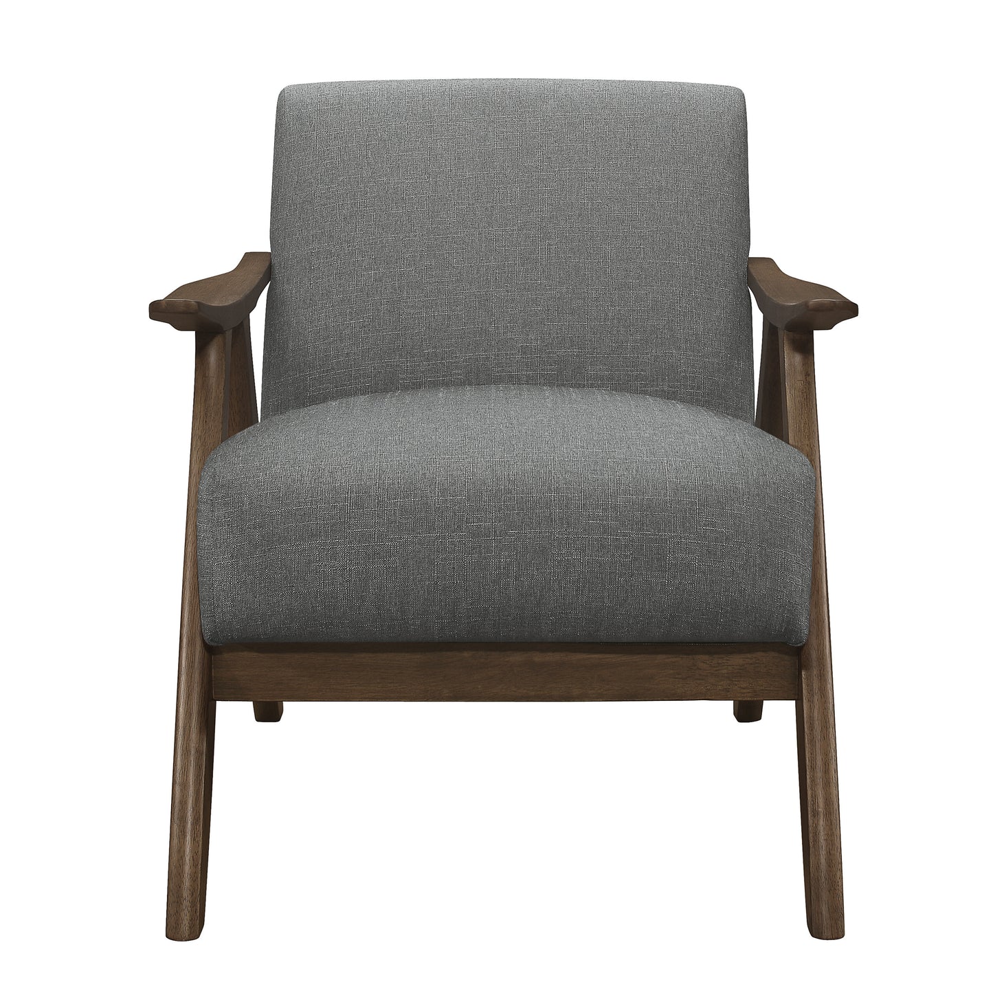 Modern Home Furniture Gray Fabric Upholstered 1pc Accent Chair Walnut Finish Wood Cushion Back and Seat Furniture