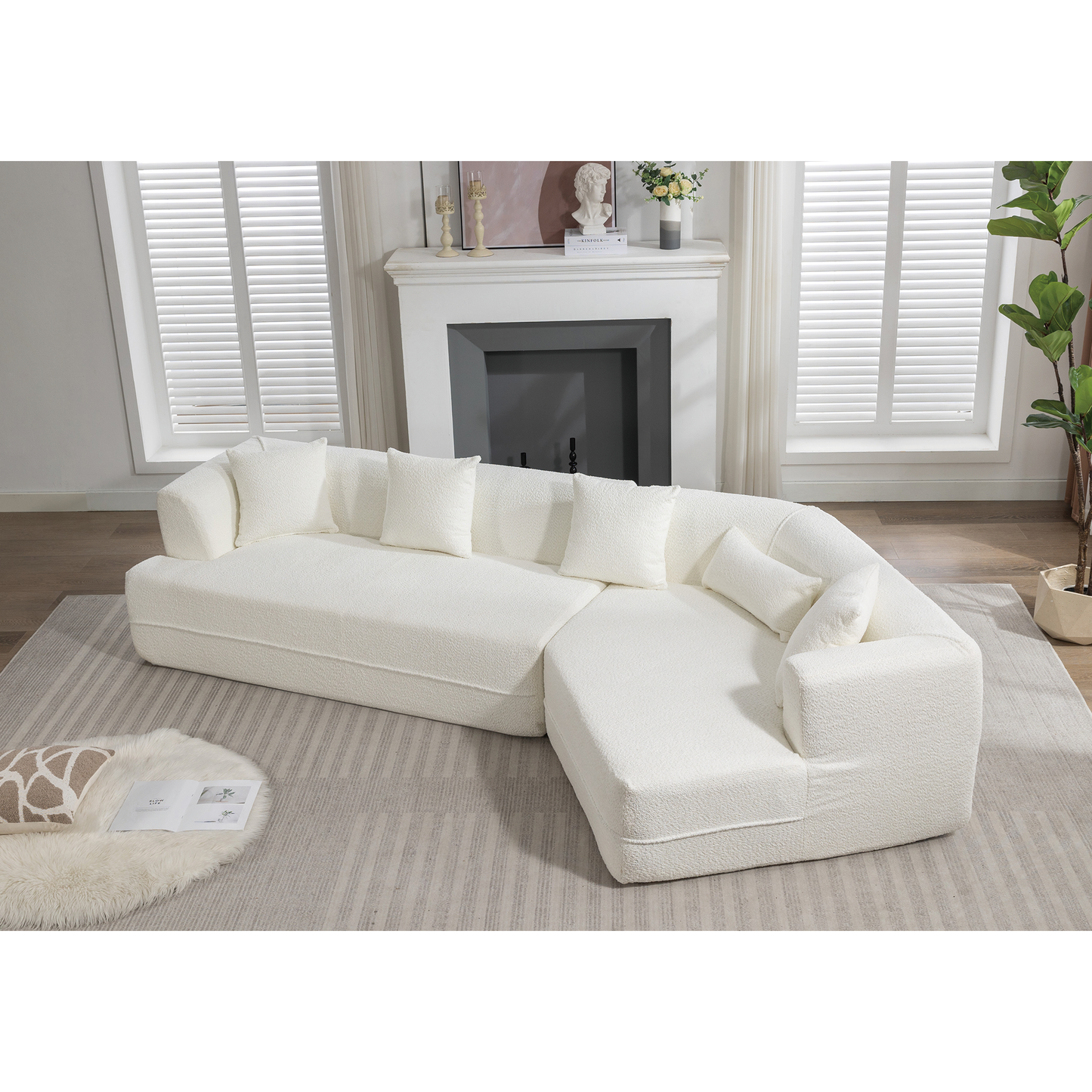 [VIDEO PROVIDED][ New And Upgraded Extended Edition]Modular sofa , modern minimalist style sofa,  upholstered ,  free combination, round fiber fabric, anti-wrinkle fabric,Dimension exten, creamy-white