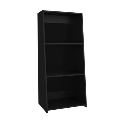 Note 47" Tall Three-Tier Ladder Bookcase Black