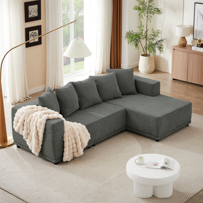 Chenille L-Shaped Sectional Sofa Set,Minimalist Style Modular Sectional Sofa, Luxury Chenille Fabric Cloud Couch for Living Room