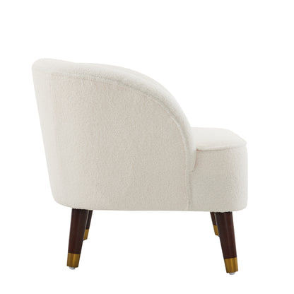 Upholstered Barrel Accent Chair With Wooden Legs