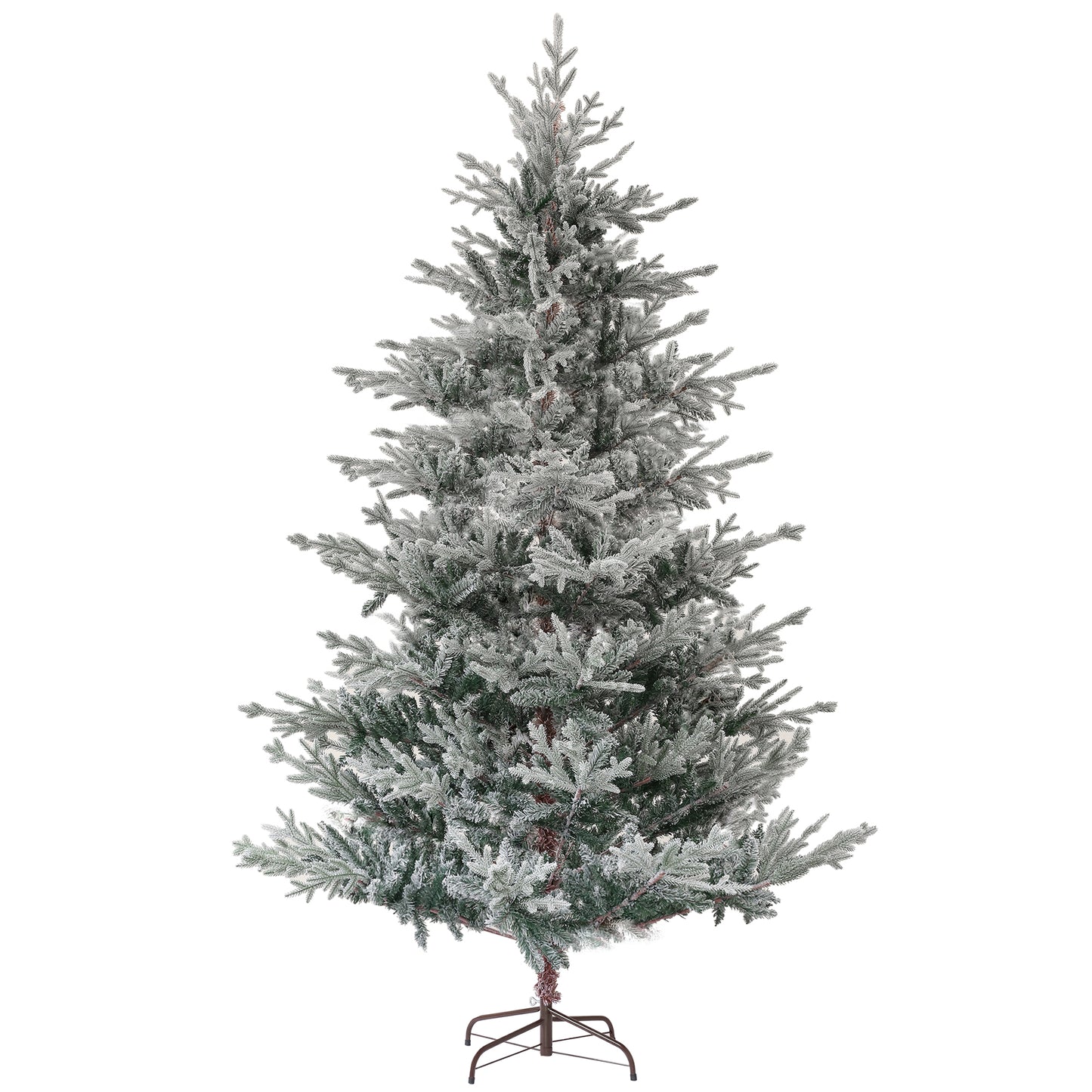 HOMCOM 9ft Nordic Pine Artificial Christmas Tree with 1939 Snow Flocked Tips, Foldable Metal Stand, Easy Assembly, Hinged Xmas Tree for Home Office Holiday