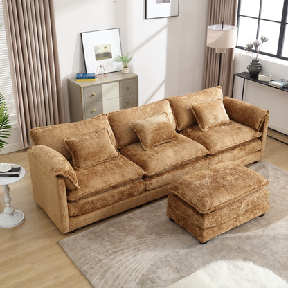 Modern Large boucle Fabric L-Shape Sectional Chenille fabric, movable pedals, detachable armrests, oversized three-seat Sofa