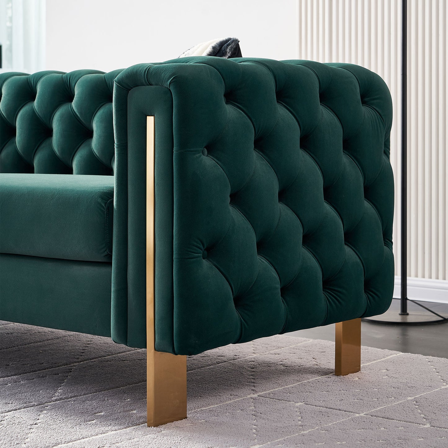 Chesterfield Modern Tufted Velvet Living Room Sofa, 84.25''W Couch,Green