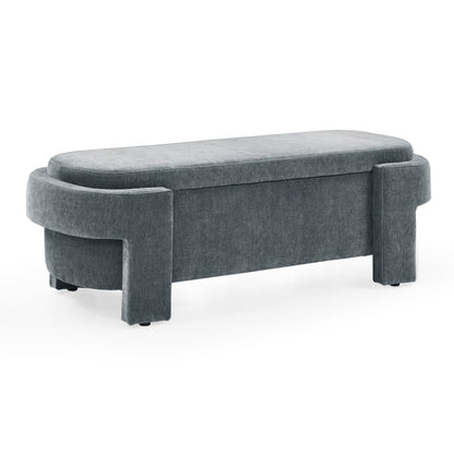 Chenille Upholstered Bench with Large Storage Space for the Living Room, Entryway and Bedroom,Grey,( 51.5''x20.5''x17'' )