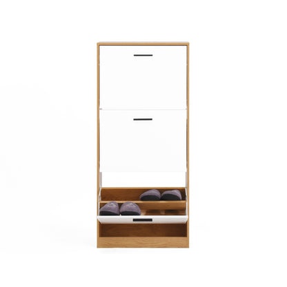 Shoe Storage Cabinet with 3 White Panel Flip Drawers, Freestanding Organizer for Entryway, Narrow Shoe Rack Cabinet