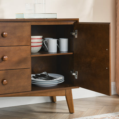 47.3" Mid Century Modern Sideboard Buffet Cabinet with Storage, Storage Cabinet with 2 Doors and 3 Drawers for Kitchen Dining Living Room Bedroom, Accent Console Table, Walnut