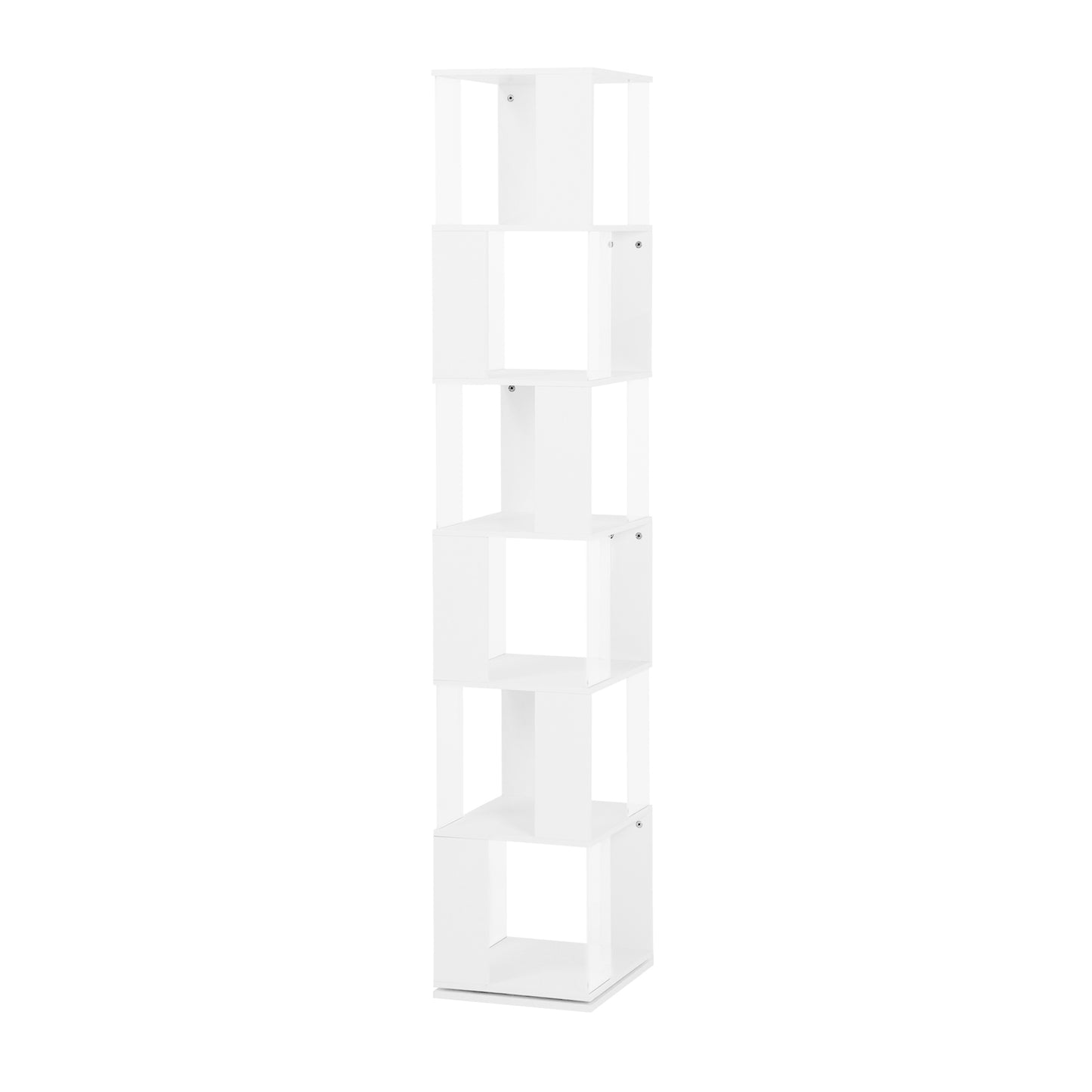 6 tier Rotating Bookshelf, Floor Rack Simple Bookcase  with Acrylic plate Student Multi-Function Creative Bookshelf for Living Room