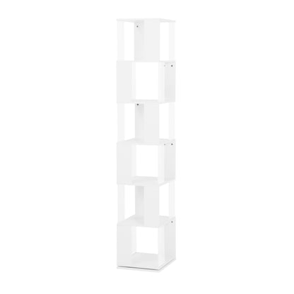 6 tier Rotating Bookshelf, Floor Rack Simple Bookcase  with Acrylic plate Student Multi-Function Creative Bookshelf for Living Room