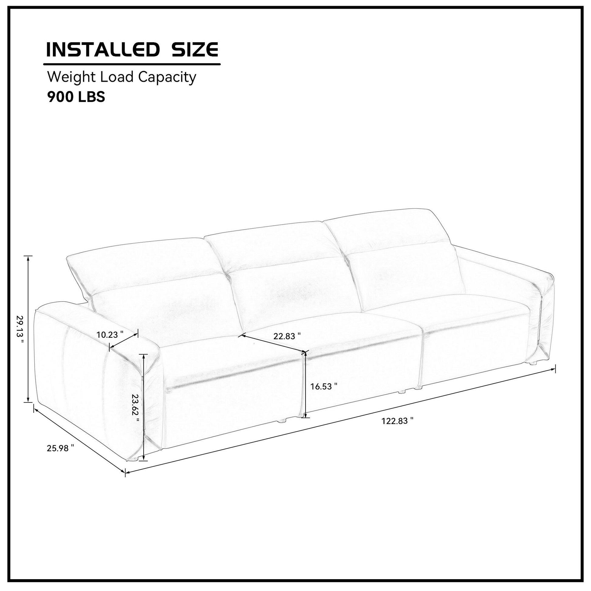 Modern Simple Line Design 3-Seater Leather Sofa for Living Room, Comfy Sofa Couch with Extra Deep Seats,Adjustable Headrests Couch,Blue Grey